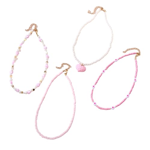 Sbshiouu Handgefertigtes Mädchen-Halsketten-Set mit Schmetterlings-Herz-Blumen-Imitationsperlen für Kinder, Teenager, Freundschaft, 4 Stück Sbshiouu Handgefertigtes Mädchen-Halsketten-Set mit Schmetterlings-Herz-Blumen-Imitationsperlen für Kinder, Teenager, Freundschaft, 4 Stück von Sbshiouu