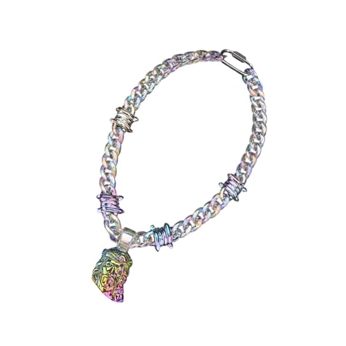 Sbshiouu Moderne Hip-Hop-Anhänger-Halskette, klare Harz-Halskette, Harz-Textur, geeignet für Partys von Sbshiouu