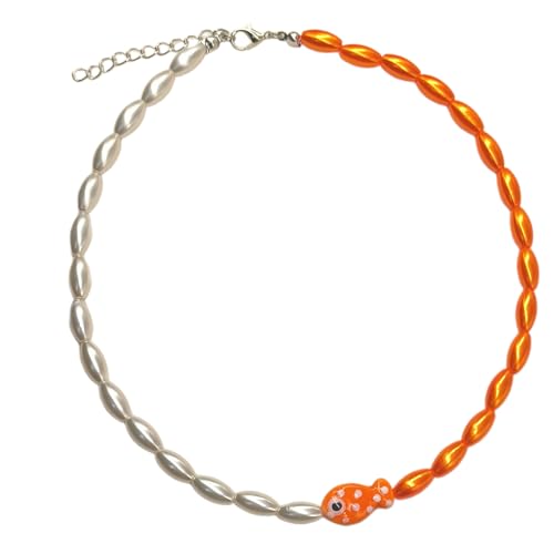 Sbshiouu Modische Halskette mit Clownfisch-Anhänger, bunte Clownfisch-Halskette, Accessoire, unverwechselbare Perlen-Halskette, 405cm, Kunstperlen von Sbshiouu