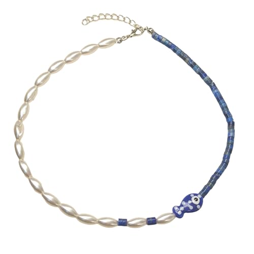 Sbshiouu Modische Halskette mit Clownfisch-Anhänger, bunte Clownfisch-Halskette, Accessoire, unverwechselbare Perlen-Halskette, 405cm, Kunstperlen von Sbshiouu