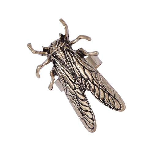 Sbshiouu Modische Zikadenringe aus Legierung inspirieren die Natur, verstellbares Design für den täglichen Gebrauch, Freizeit, Geschenke, Schmuck, 3.9*2.2cm, Metall von Sbshiouu