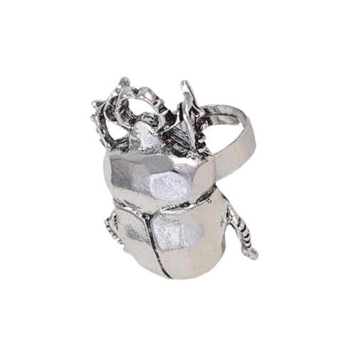 Sbshiouu Modische Zikadenringe aus Legierung inspirieren die Natur, verstellbares Design für den täglichen Gebrauch, Freizeit, Geschenke, Schmuck, 3.9*2.2cm, Metall von Sbshiouu