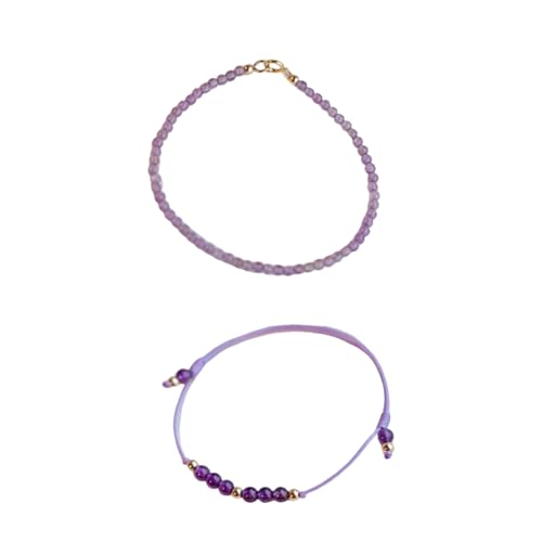 Sbshiouu Stapelbares Amethystarmband Mit Goldenen Akzentperlen Handgefertigter Kristalle Schmuck Für Schicht Armbandwege Styles Layer Amethyst Perlenarmas von Sbshiouu