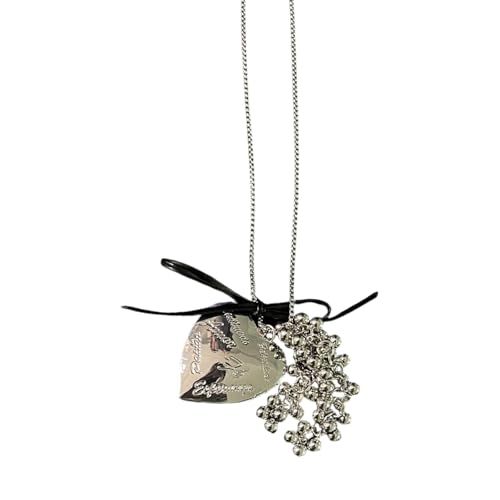 Sbshiouu Stilvolle, koreanisch inspirierte Herz-Buchstaben-Quasten-Halskette, trendiges Halsband, Schmuck-Accessoire für Damen, 555cm, Metall von Sbshiouu