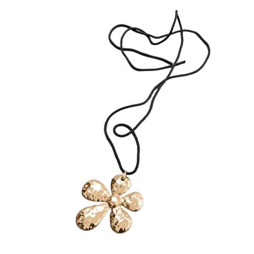 Sbshiouu Strukturierte Halskette mit Blumenanhänger, verstellbare Länge, Blüte, Schlüsselbeinkette, elegante Schlüsselbeinkette für Damen, 90 cm, Metall von Sbshiouu