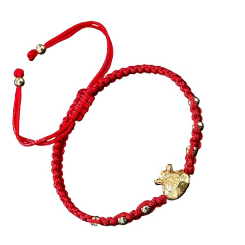Sbshiouu Traditionelle Handwerkskunst Moderne Designs Verstellbares Rotes Fadenarmband Mit Agatartigen Perlen Und Glocken Für Festivals Für Kulturgelände Charmieren von Sbshiouu