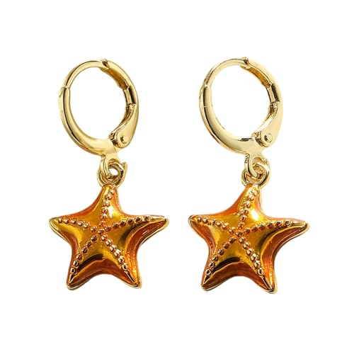 Sbshiouu Tropfenohrringe Seestern-Ohrringe, Ohrschnallen, baumelnde Ohrringe, weibliche modische Ohrringe für den täglichen Gebrauch, 1.5*3CM, Kupfer von Sbshiouu