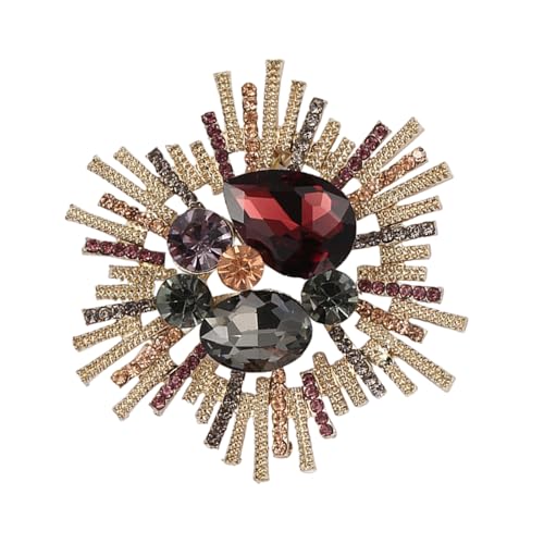 Sbshiouu Vintage Barock Kristall Strass Brosche für Frauen Elegant Multifunktional Schmuck Accessoire Leichte Legierung, 5.4cm 6.2cm, Metall von Sbshiouu