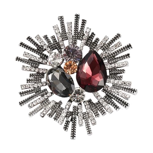 Sbshiouu Vintage Barock Kristall Strass Brosche für Frauen Elegant Multifunktional Schmuck Accessoire Leichte Legierung, 5.4cm 6.2cm, Metall von Sbshiouu