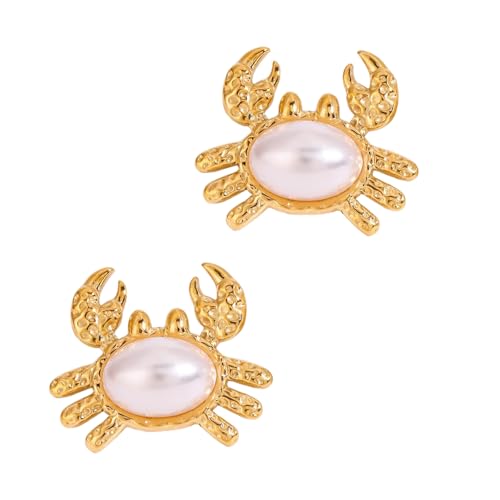 Sbshiouu Vocation Wasserdichtes Edelstahl-Schmuck-Set, Krebse, Anhänger, Halskette, Ohrringe, Armband für Damen, sensibel, 4.29x3.12in, Edelstahl von Sbshiouu