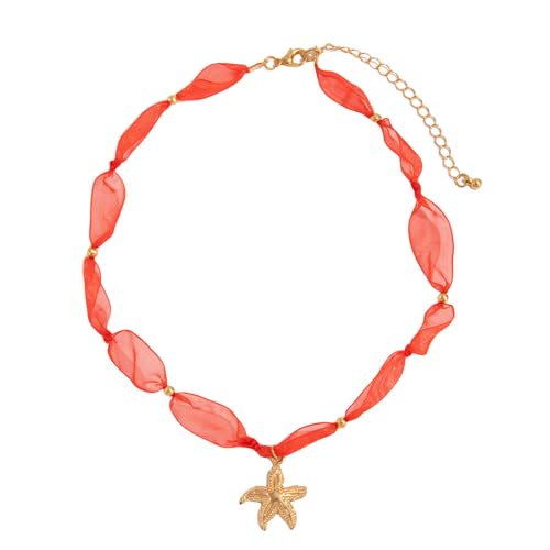 Sbshiouu Zarte Netz-Seestern-Muschel-Anhänger, Schlüsselbein-Halskette, Meeresinspiriertes Schlüsselbein-Kette, Schmuck-Accessoire, 427cm, Garn + Legierung + CCB von Sbshiouu