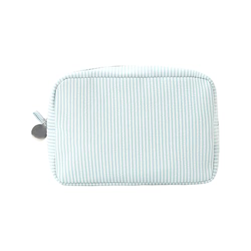 Schöne Kosmetiktasche, gestreift, Kulturbeutel, tragbar, Make-up, ästhetischer Kosmetik-Organizer, Hautpflege-Organizer für Frauen, gestreift, Reise-Kulturbeutel, Make-up, hübsches Pinseletui, grün Schöne Kosmetiktasche, gestreift, Kulturbeutel, tragbar, Make-up, ästhetischer Kosmetik-Organizer, Hautpflege-Organizer für Frauen, gestreift, Reise-Kulturbeutel, Make-up, hübsches Pinseletui, grün von Sbshiouu