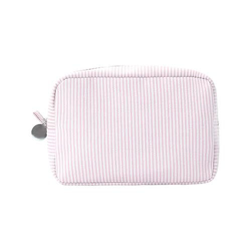 Schöne Kosmetiktasche, gestreift, Kulturbeutel, tragbar, Make-up, ästhetischer Kosmetik-Organizer, Hautpflege-Organizer für Frauen, gestreift, Reise-Kulturbeutel, Make-up, hübsches Pinseletui, B, Mass Schöne Kosmetiktasche, gestreift, Kulturbeutel, tragbar, Make-up, ästhetischer Kosmetik-Organizer, Hautpflege-Organizer für Frauen, gestreift, Reise-Kulturbeutel, Make-up, hübsches Pinseletui, B, Mass von Sbshiouu