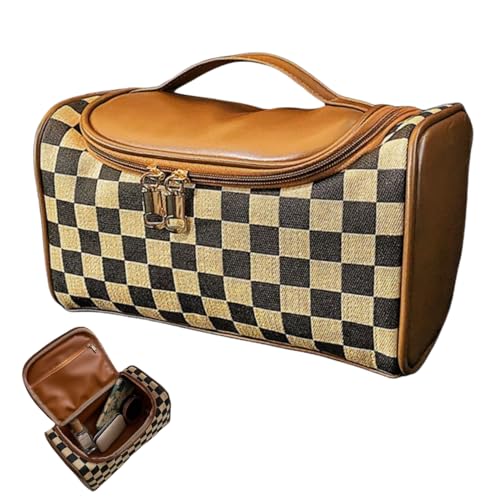 Kosmetiktasche mit großem Fassungsvermögen, Schachbrettmuster, für Damen, Reise-Make-up-Organizer, wasserdichte Kulturtasche Kosmetiktasche mit großem Fassungsvermögen, Schachbrettmuster, für Damen, Reise-Make-up-Organizer, wasserdichte Kulturtasche von Sbuxhrkid