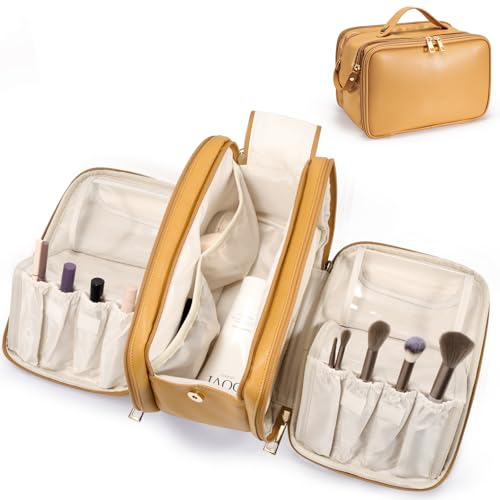 Reise-Make-up-Tasche für Damen, große Kapazität, Kosmetik, tragbarer Organizer, große Öffnung, wasserdicht, Aufbewahrung, Kulturbeutel, vertikal, freistehender Pinselhalter, Orange, modisch Reise-Make-up-Tasche für Damen, große Kapazität, Kosmetik, tragbarer Organizer, große Öffnung, wasserdicht, Aufbewahrung, Kulturbeutel, vertikal, freistehender Pinselhalter, Orange, modisch von Sbuxhrkid