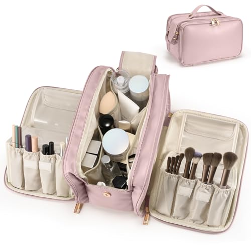 Reise-Make-up-Tasche für Damen, große Kapazität, Kosmetik, tragbarer Organizer, große Öffnung, wasserdicht, Aufbewahrung, Kulturbeutel, vertikal, freistehender Pinselhalter, rose, modisch Reise-Make-up-Tasche für Damen, große Kapazität, Kosmetik, tragbarer Organizer, große Öffnung, wasserdicht, Aufbewahrung, Kulturbeutel, vertikal, freistehender Pinselhalter, rose, modisch von Sbuxhrkid