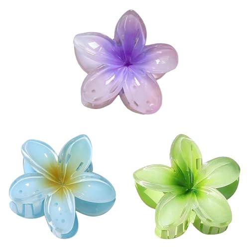 3 Stück Ei-Blume Haarklammer für Dickes Dünnes Haar,1 Stück rutschfeste Acryl niedliche Blumen Haarspangen Große Haarklammern für Frauen Mädchen Haarstyling Strand Party Pool Zubehör (B) von Sbyhbhyds