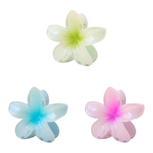 3 Stück Ei-Blume Haarklammer für Dickes Dünnes Haar,1 Stück rutschfeste Acryl niedliche Blumen Haarspangen Große Haarklammern für Frauen Mädchen Haarstyling Strand Party Pool Zubehör (D) von Sbyhbhyds