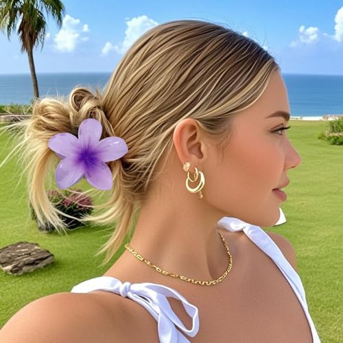 Ei-Blume Haarklammer für Dickes Dünnes Haar,1 Stück rutschfeste Acryl niedliche Blumen Haarspangen Große Haarklammern für Frauen Mädchen Haarstyling Strand Party Pool Zubehör (J-2, One Size) von Sbyhbhyds