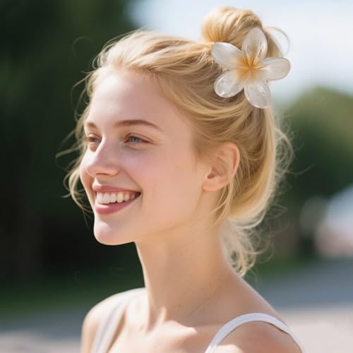 Ei-Blume Haarklammer für Dickes Dünnes Haar,1 Stück rutschfeste Acryl niedliche Blumen Haarspangen Große Haarklammern für Frauen Mädchen Haarstyling Strand Party Pool Zubehör (K-2, One Size) von Sbyhbhyds