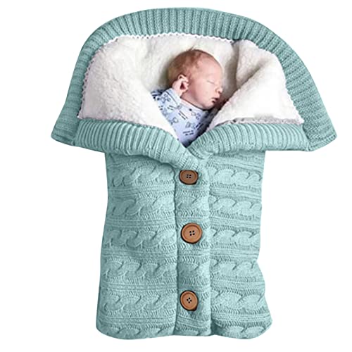 Neugeborene Baby Strick Strampler Fleece Pullover,Wärmer Schneeanzug Overall Overalls Onesies Winter Oberbekleidung für Jungen Mädchen,Wickeltücher Babyschlafsack Wickeltuch (Green, One Size) von Sbyhbhyds