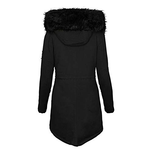 Wintermantel Kapuze Warme Damen Winter Jacke Dicker Warm Outdoorjacke Winddicht Mantel Lange Slim Lang Winterparka Übergangsjacke Coat Baumwolljacke Outdoor Steppmantel Winterjacke Herbst (2-Black, S) von Sbyhbhyds