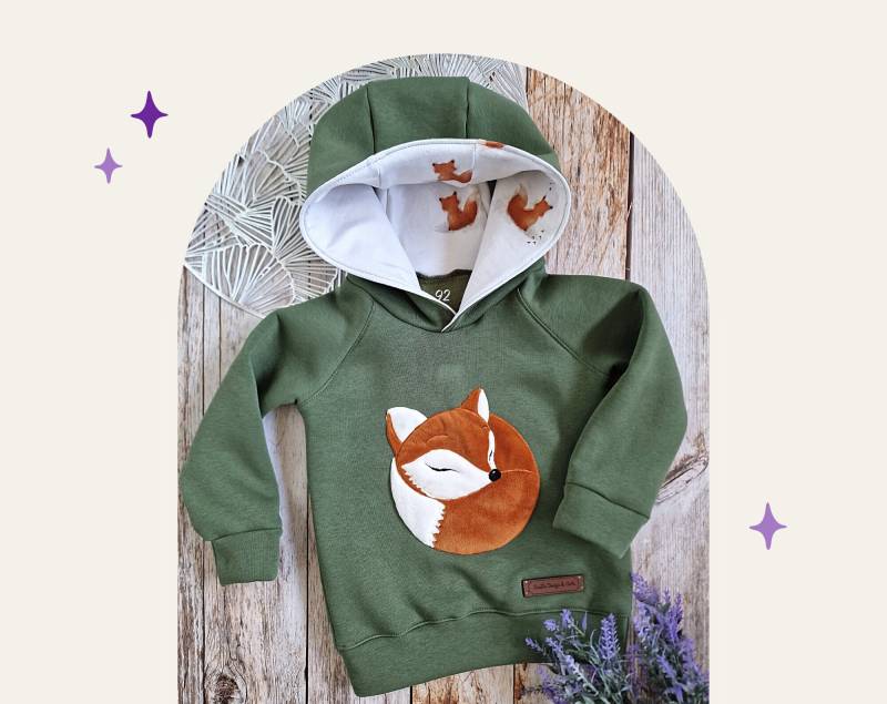 Handmade Kinder Pullover Mit Aufgesticktem Kuscheligen Fuchs - Erhältlich in Vielen Farben von ScaBaDesignArts