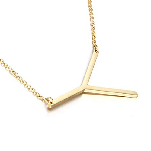 Seitliche Initialen-Halskette, 18 Karat vergoldet, Edelstahl, große Buchstaben-Halskette, großer Initialen-Anhänger, Monogramm, Namenskette für Frauen, Metall von Scaleer