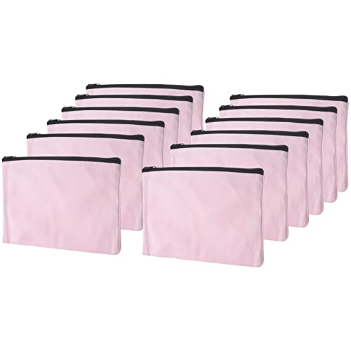 Scalewbin 12 Pack Rosa Segeltuch Make-Up Tasche, GroßE Kosmetik mit Mehr Farbigem ReißVerschluss, Segeltuch ReißVerschluss FedermäPpchen Tasche, DIY von Scalewbin