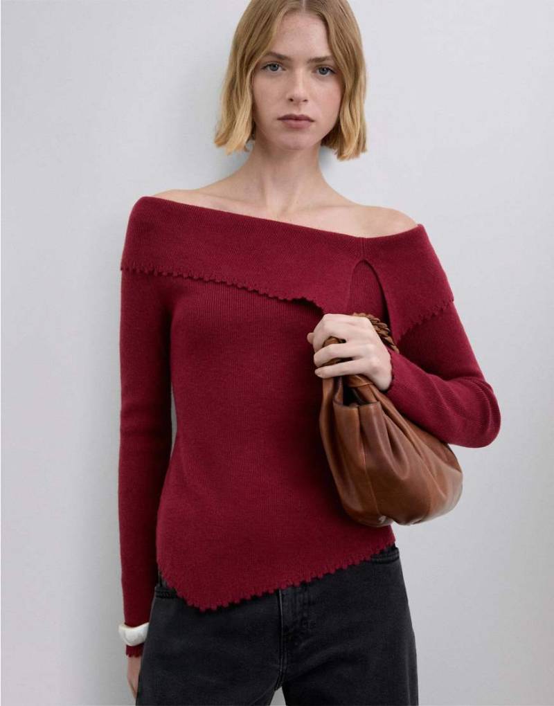 Scalpers - Asymmetrischer Strickpullover in Dunkelrot von Scalpers