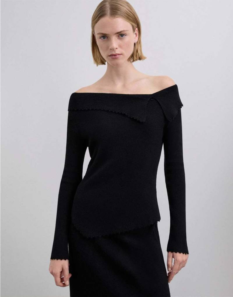 Scalpers - Asymmetrischer Strickpullover in Schwarz von Scalpers