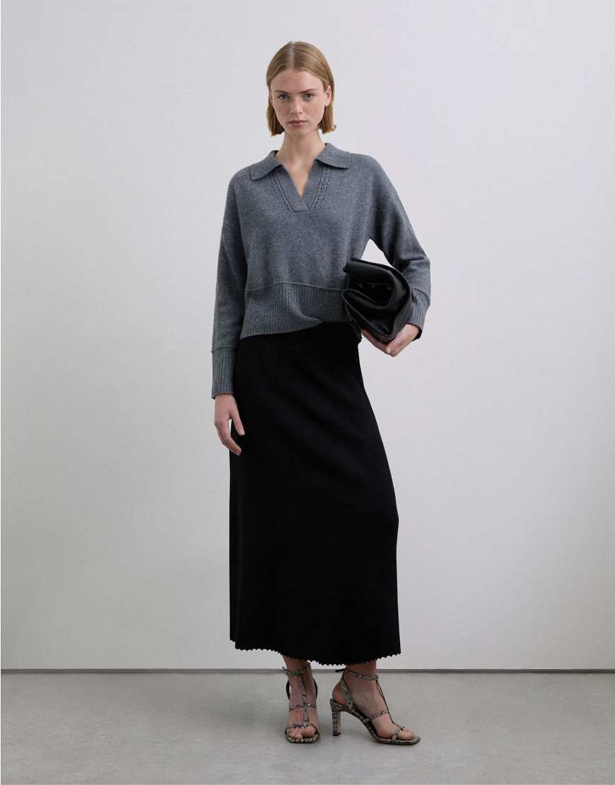 Scalpers - Asymmetrischer Strickrock in Schwarz von Scalpers