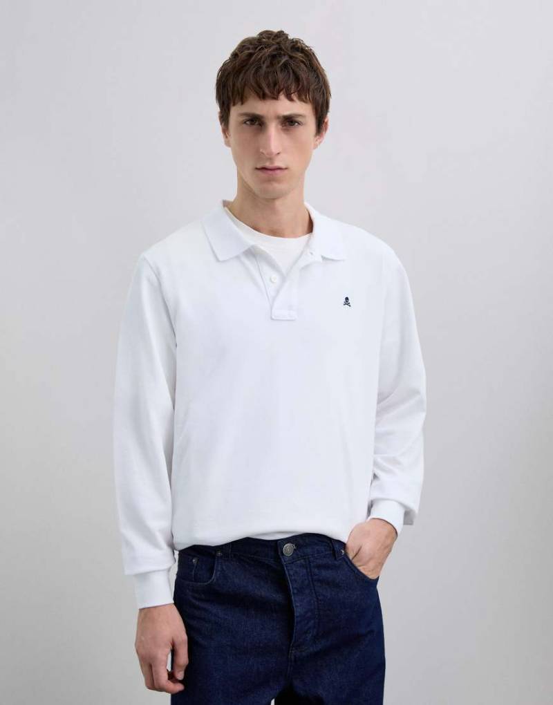 Scalpers - Basic OE - Langärmliges Polohemd in Weiß von Scalpers