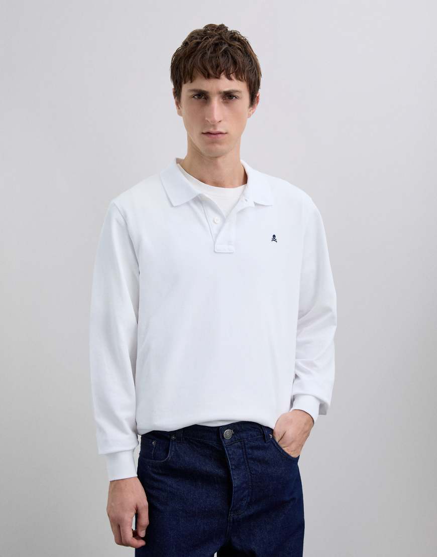 Scalpers - Basic OE - Langärmliges Polohemd in Weiß von Scalpers