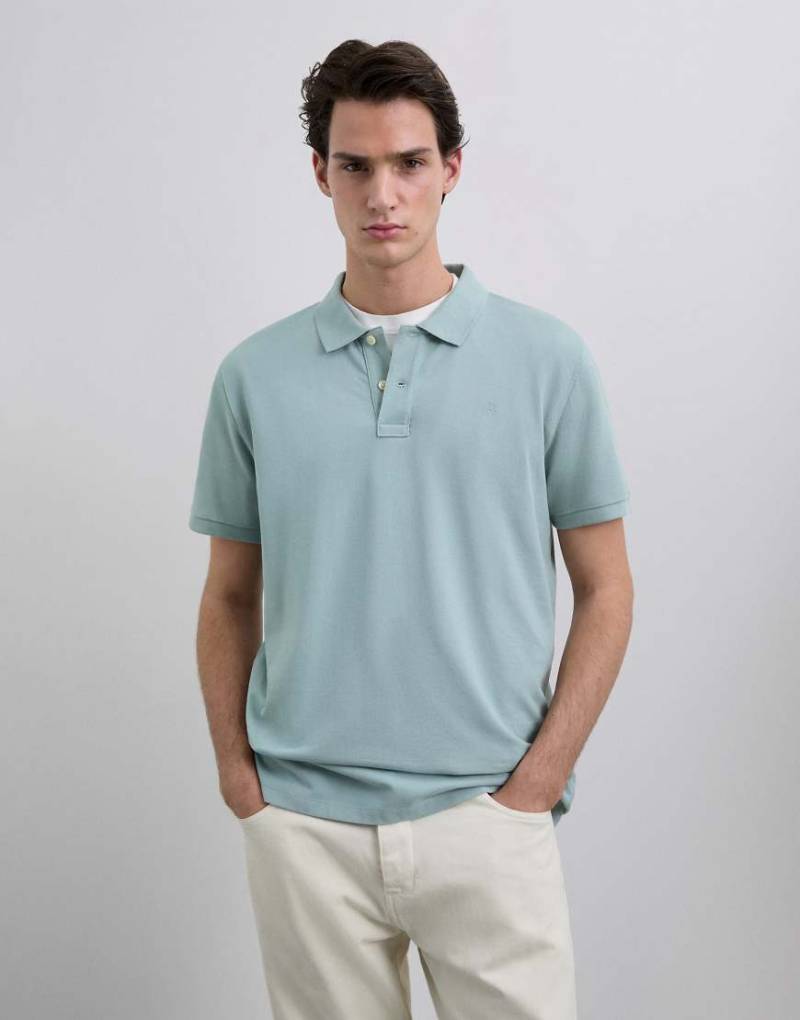 Scalpers - Basic-Polohemd in Blau mit Totenkopfmotiv von Scalpers