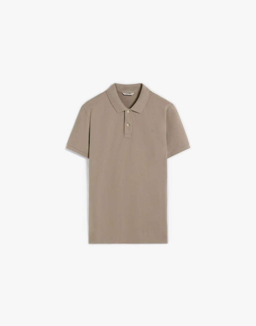 Scalpers - Basic-Polohemd in Taupe mit Totenkopfmotiv-Neutral Scalpers - Basic-Polohemd in Taupe mit Totenkopfmotiv-Neutral von Scalpers