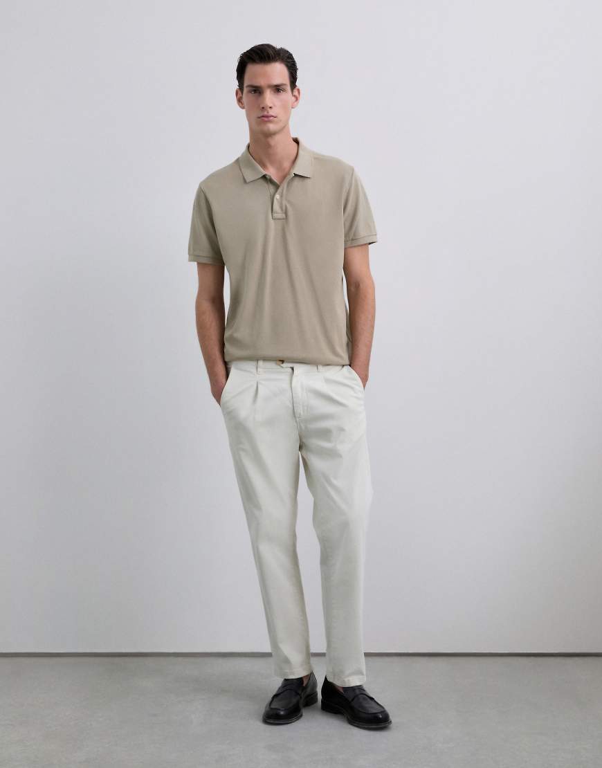 Scalpers - Basic-Polohemd in Taupe mit Totenkopfmotiv-Neutral von Scalpers