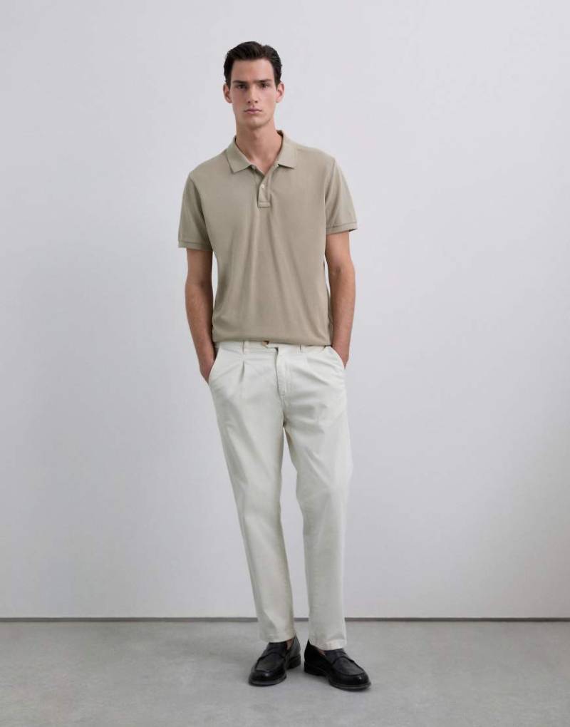 Scalpers - Basic-Polohemd in Taupe mit Totenkopfmotiv-Neutral von Scalpers