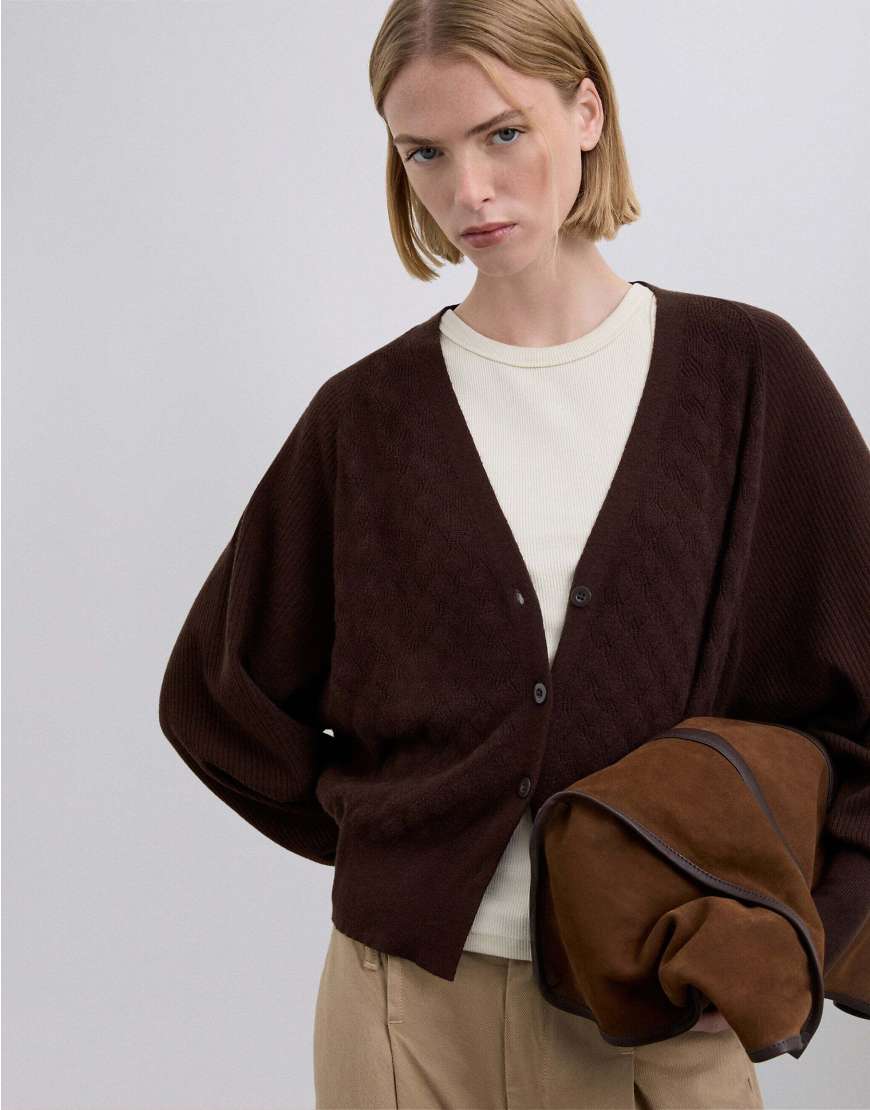 Scalpers - Basic-Strickjacke in Dunkelbraun-Brown von Scalpers