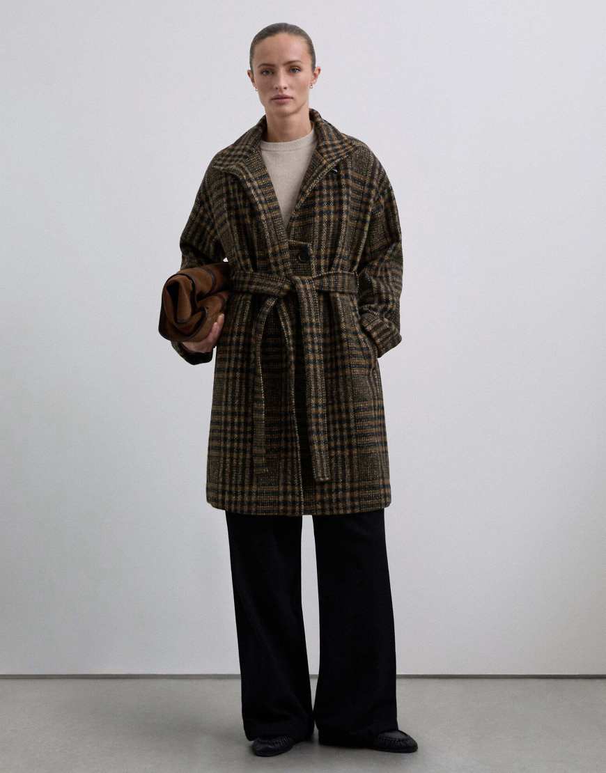 Scalpers - Blackcheck - Mantel in Schwarz/Senfgelb mit Karomuster-Bunt von Scalpers