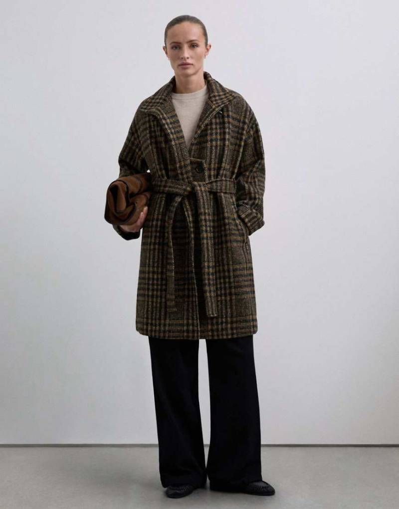 Scalpers - Blackcheck - Mantel in Schwarz/Senfgelb mit Karomuster-Bunt von Scalpers