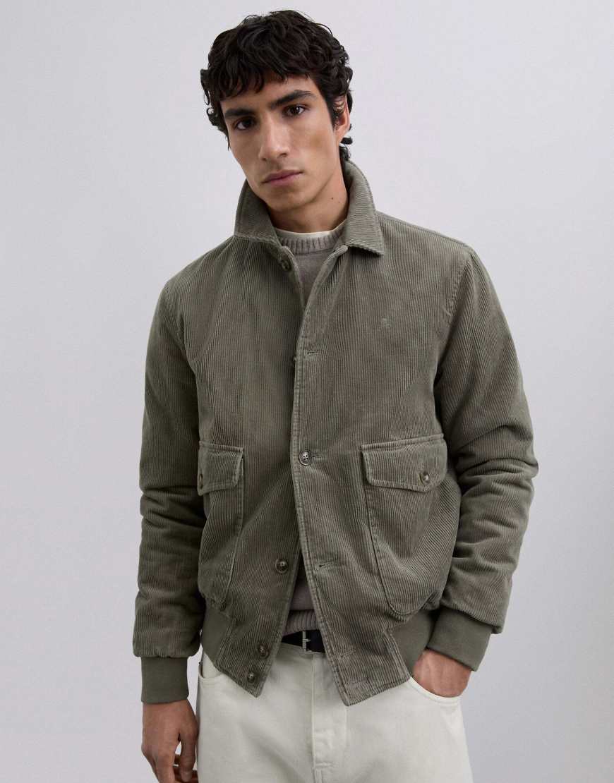 Scalpers - Bomberjacke aus Cord in hellem Khaki-Grün von Scalpers