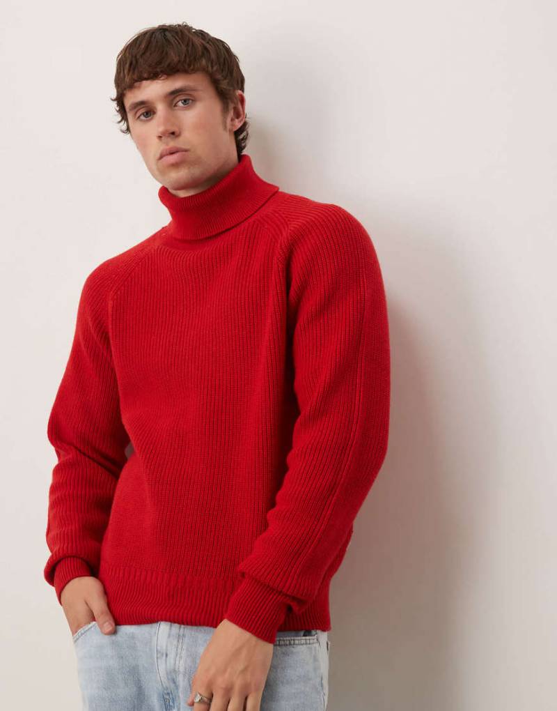 Scalpers - Bowie - Gestrickter Rollkragenpullover in Rot von Scalpers