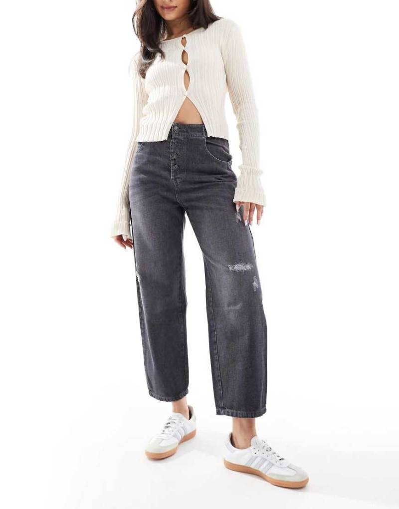 Scalpers - Broken - Jeanshose in Dunkelgrau mit Knopfleiste von Scalpers