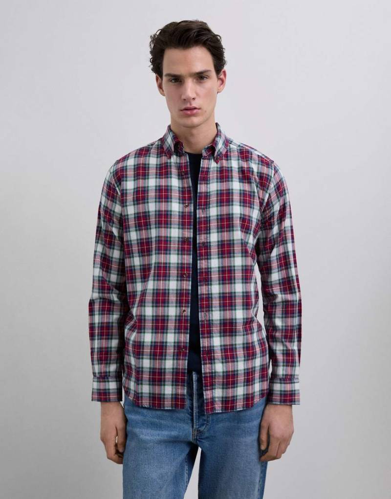 Scalpers - Button-down-Hemd in Rot mit Schottenkaro von Scalpers