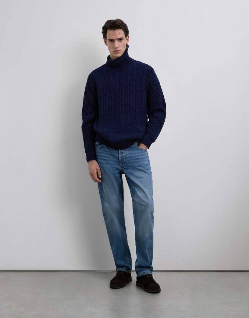 Scalpers - Eight - Trikotpullover in Marineblau mit Rollkragen von Scalpers