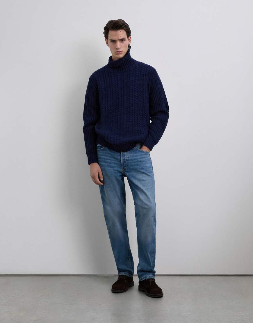 Scalpers - Eight - Trikotpullover in Marineblau mit Rollkragen von Scalpers