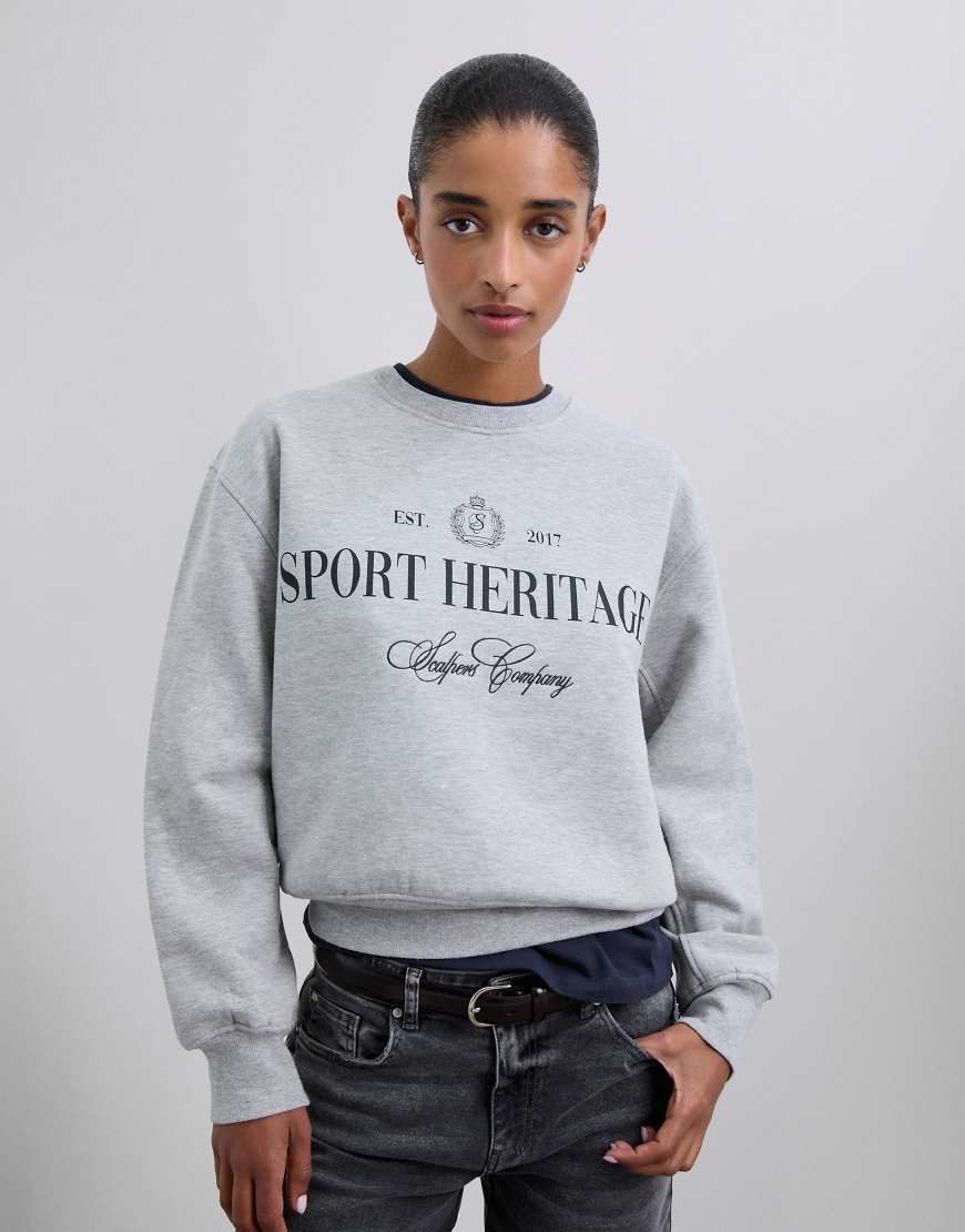 Scalpers - Emb - College-Sweatshirt in Grau meliert von Scalpers