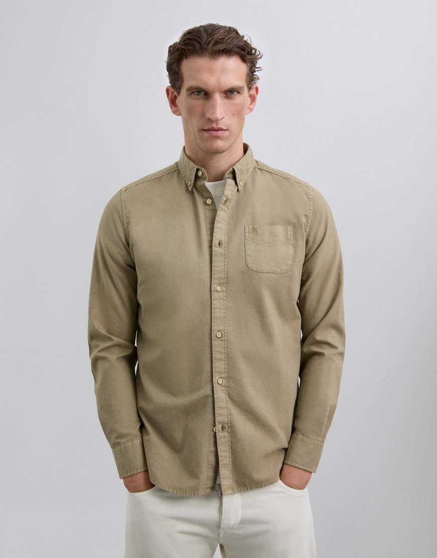 Scalpers - Forest - Hemd in Taupe mit Button-Down-Kragen-Neutral von Scalpers