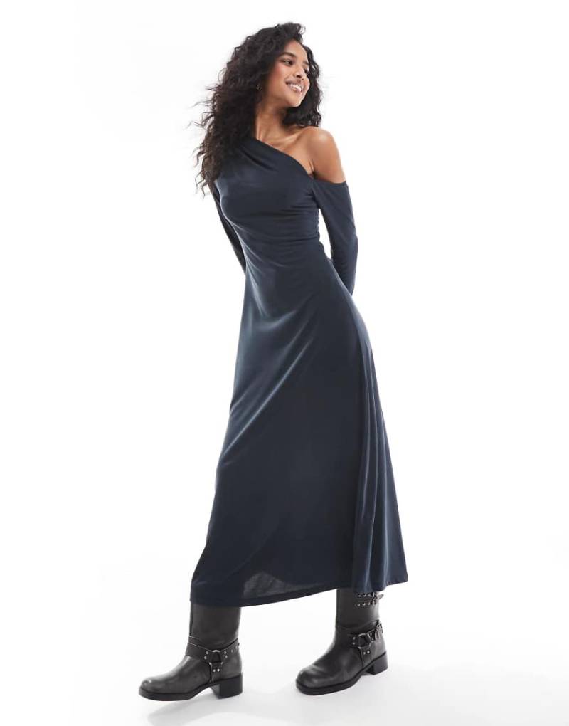 Scalpers - Gerafftes Jersey-Kleid in Dunkelgrau von Scalpers